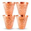 Image of Pure Copper Embossed Shot Glass Collection Set of 4
