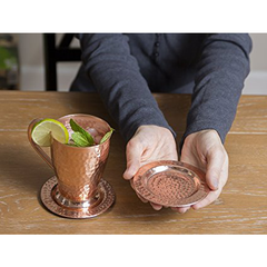Hammered Pure Copper Coasters Gift Set of 4