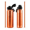 Image of Kamojo Copper Water Bottle, Hammered & Etched Bundle, 2 x 32 oz, with Straws & Sleeves