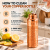 Image of Kamojo Copper Water Bottle, Hammered & Etched Bundle, 2 x 32 oz, with Straws & Sleeves