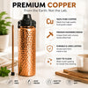 Image of Copper Water Bottle Anti-Bacterial - Push Button Sports Lid - Removable Insulated Neoprene Sleeve and Optional Copper Straw