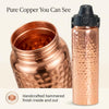 Image of Copper Water Bottle Anti-Bacterial - Push Button Sports Lid - Removable Insulated Neoprene Sleeve and Optional Copper Straw