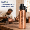Image of Copper Water Bottle Anti-Bacterial - Push Button Sports Lid - Removable Insulated Neoprene Sleeve and Optional Copper Straw