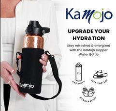 Copper Water Bottle Special  - Removable Insulated Neoprene Sleeve and Optional Copper Straw