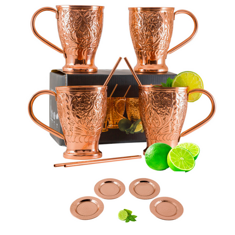 Moscow Mule Copper Mugs Embossed Party Pack of 12