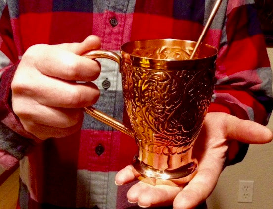 Kamojo Moscow Mule Mugs Set of 2 - Premium Unique Embossed Design &  Anti-Tarnish, Food-Grade Coating - Copper Cups Gift Set with 2 Copper  Straws 