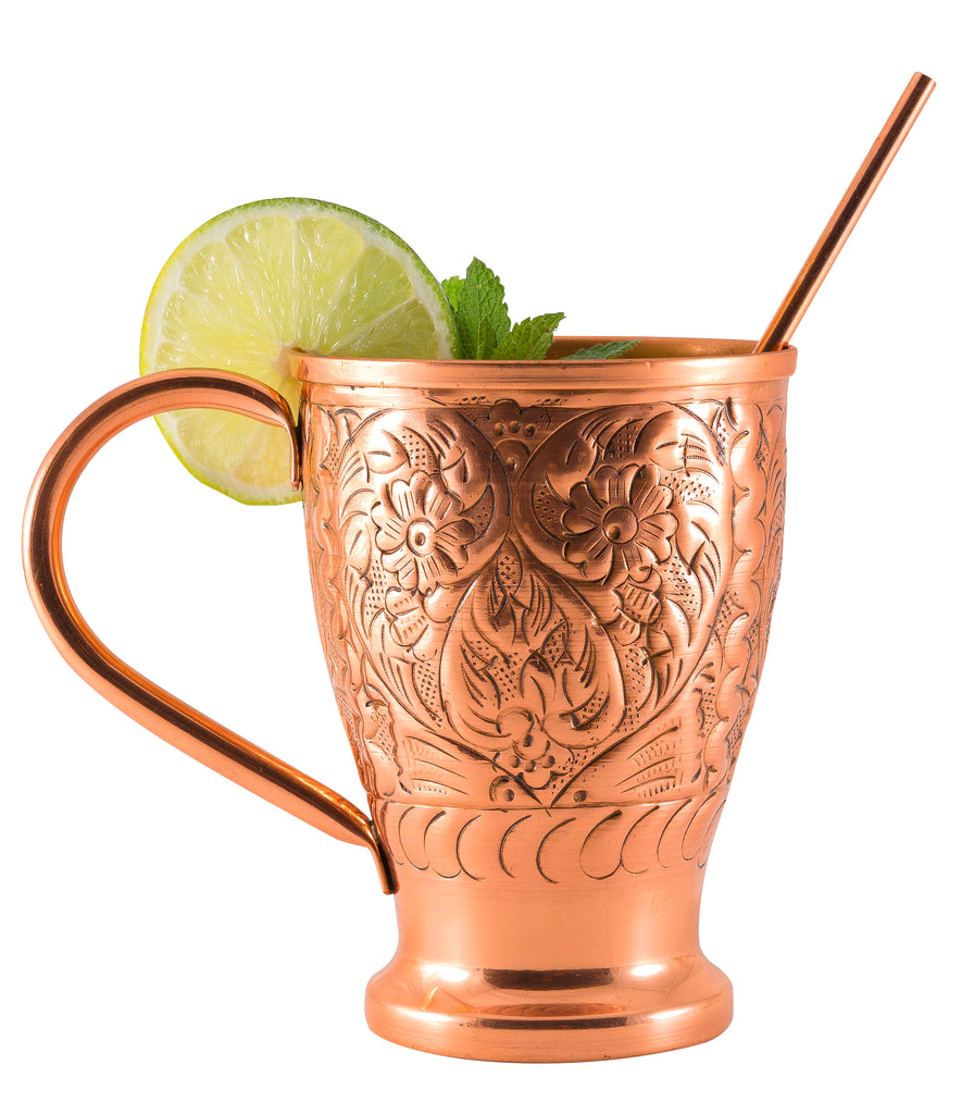 Embossed Exclusive Moscow Mule Copper Mugs Gift Set of 4 – Kamojo