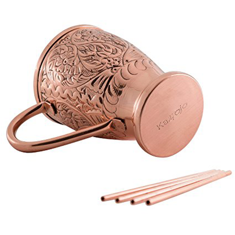 Embossed Exclusive Moscow Mule Copper Mugs Gift Set of 4
